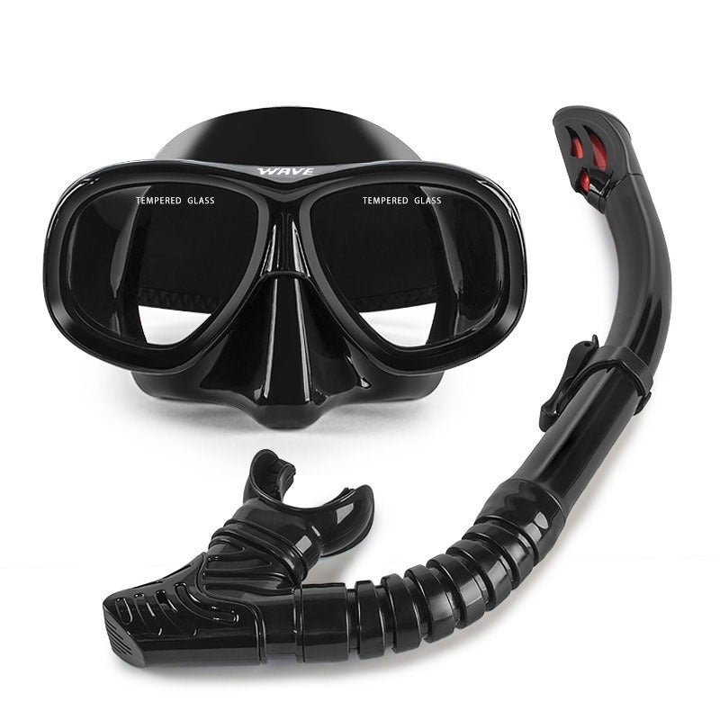 WAVE Snorkeling Set Diving Mask Full Dry Snorkel with Lenses 150 to 600 Diopters