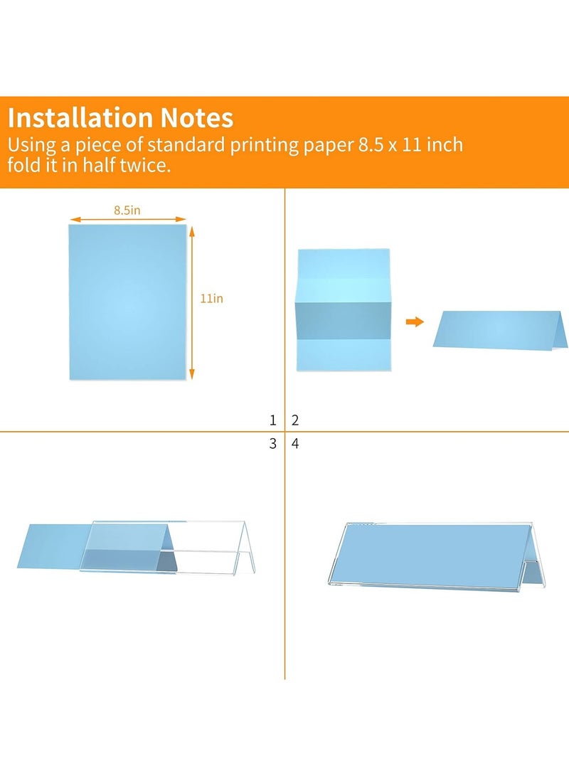 TPGP 12 Pack Acrylic Name Plates for Desk, 8.5"x2.9" Clear Acrylic Sign Holder, Name Tent, Double-Sided Paper Display Stand for Office, Home, Store - Image 3