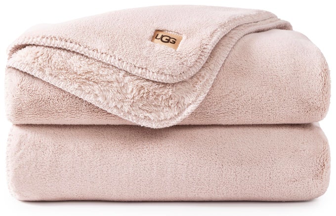 WHITECAP PLUSH THROW BLANKET FLEECE LIGHTWEIGHT SOFT THROW FOR COUCH OR BED LUXURY HOME DECOR FOR LIVING ROOM WASHABLE HYPOALLERGENIC BLANKETS FOR DORM DECOR 50INCH X 70INCH LIGHT PINK QUARTZ