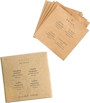 Prija Energising Towelettes Gift Pack for Moisturising Hands and Invigorating the Body Luxurious Travel Wet Wipes with Lotus Flower Premium Natural Viscose Wipes in Gift Box 10 x 4ml - Image 3
