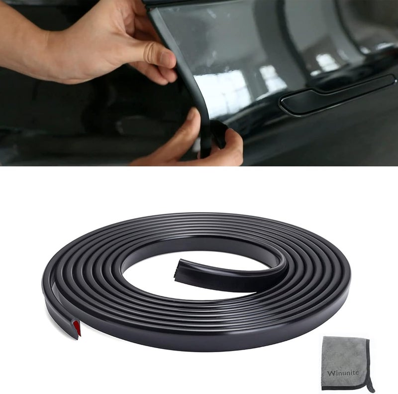 Winunite 16-2/5Ft Car Door Edge Guards Black Glue Universal Fit PVC U Shape Door Edge Trim Automotive Door Edge Molding Door Edge Protector for Sedans Trucks SUV ATV-Installation Tools Provided - Image 1