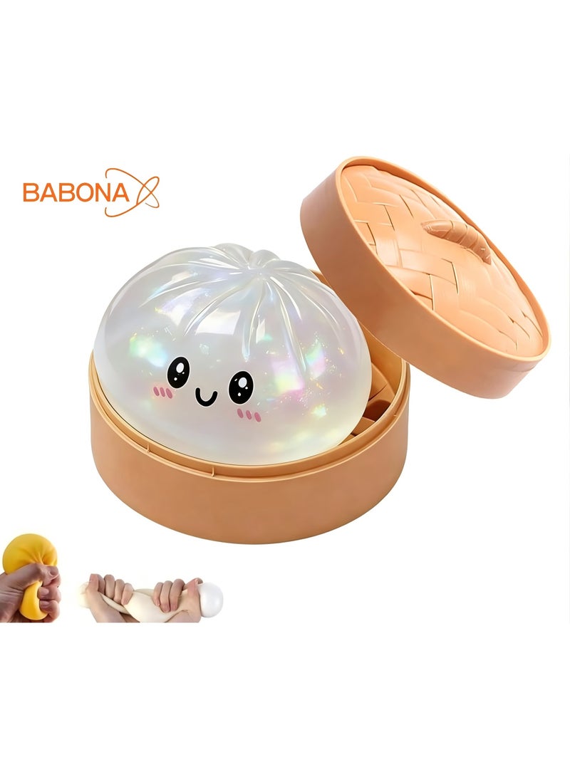 BABONA Dumpling Squishy, Squishy Dumpling Toy, Mystery Dumplings Squishies, Easter Gifts, Soft Squeeze Decompression Dough for Adults (Clear White) - Image 1