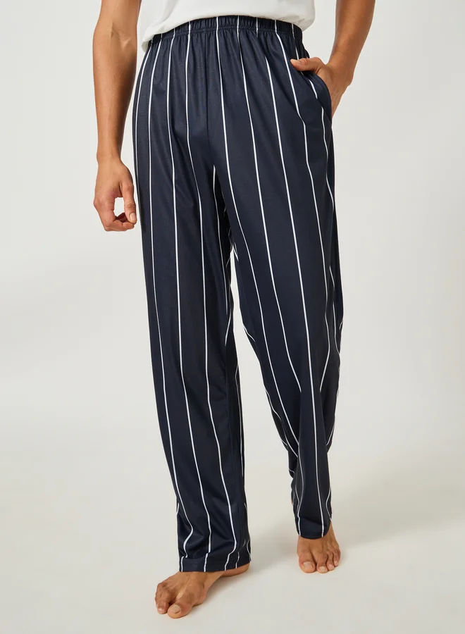 Styli Solid Tank T-Shirt and Striped Pyjama Set