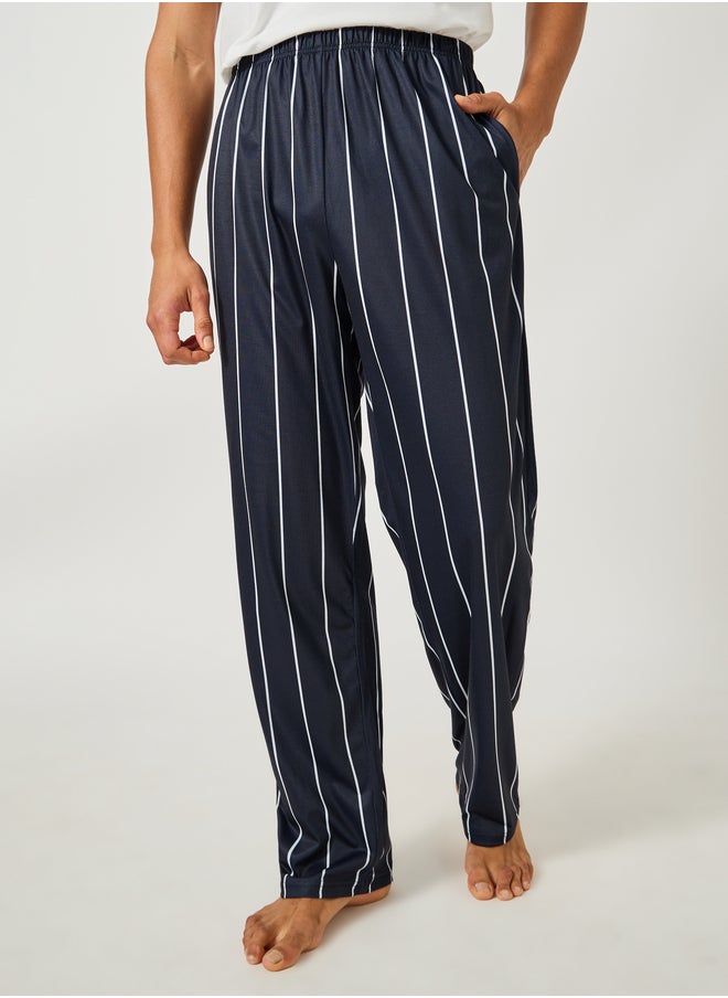 Styli Solid Tank T-Shirt and Striped Pyjama Set  - Image 4