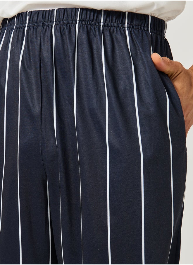 Styli Solid Tank T-Shirt and Striped Pyjama Set  - Image 5
