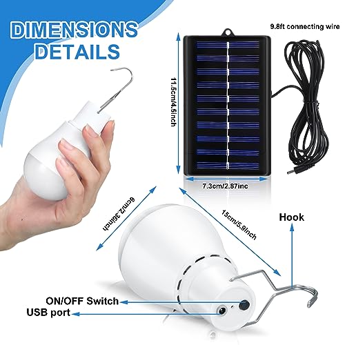 VIHOSE 4 Pcs Solar Light Bulbs Solar Powered Light Portable Emergency LED Bulb Waterproof for Camping Tent Indoor Outdoor Shed Night Fishing Chicken Coop - Image 2