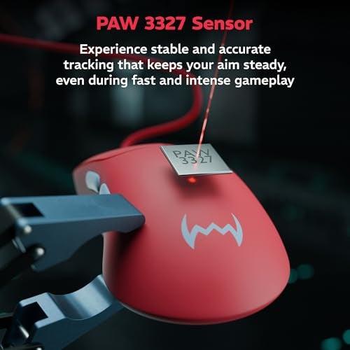 daWg Slay 25, 12400 DPI Wired Gaming Mouse, PixArt 3327 Sensor, 20M Huano Switches, 6 Buttons, 1000Hz Polling Rate, 85gm Lightweight, 220 IPS, 30G Acceleration, 1.5M Braided Cable (Red) - Image 3