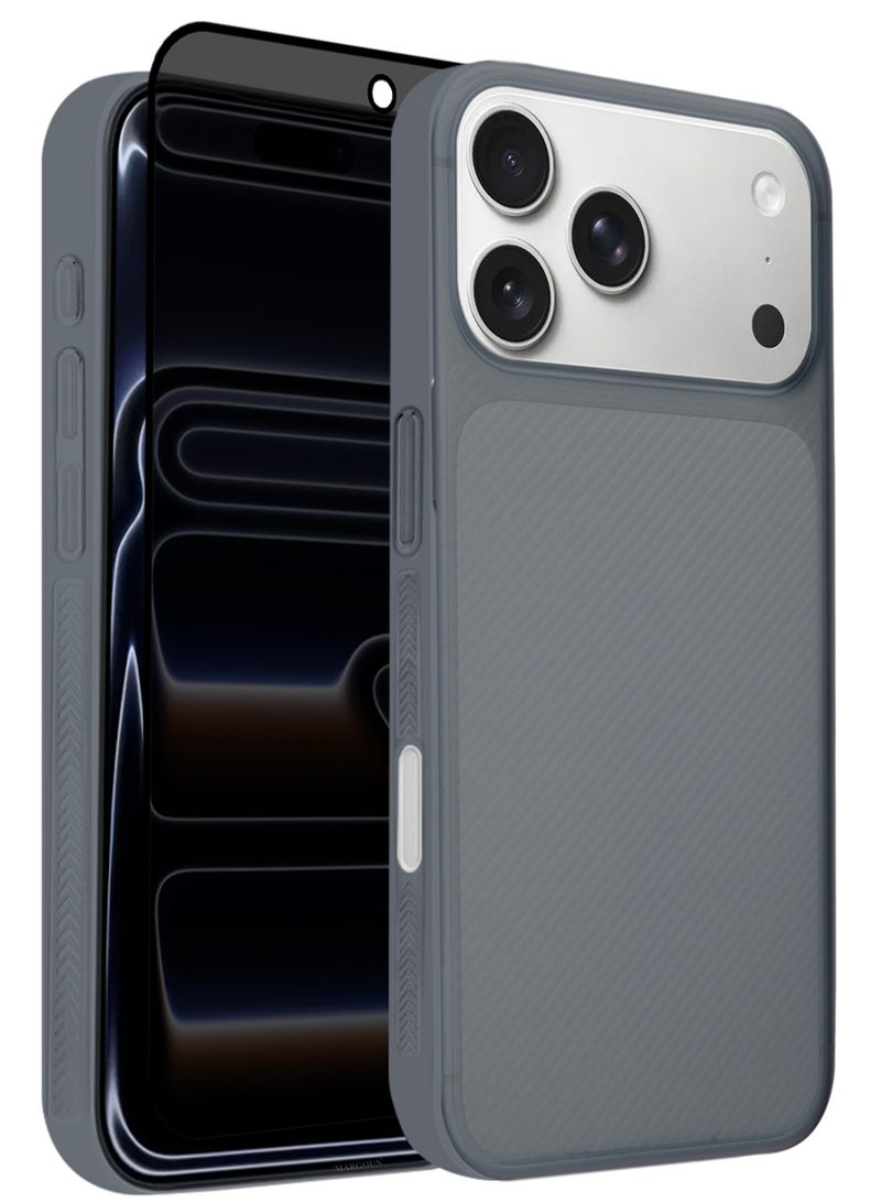 CATANES 2Packs Case Cover for iPhone 17 Pro Max, Air Skin Line Design Back Cover, Sturdy Durable Ultra-Thin Case, Drop Protection Cover Clear with Privacy Screen Protector - Midnight Blue