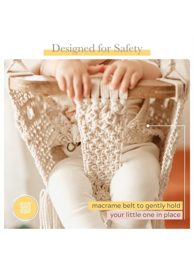 Finn + Emma - Handmade Macrame Baby Swing with Solid Wood Bar - Organic Baby Accessories - Handmade with Care - Image 3