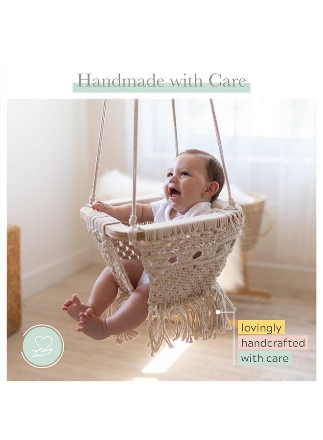 Finn + Emma - Handmade Macrame Baby Swing with Solid Wood Bar - Organic Baby Accessories - Handmade with Care - Image 1