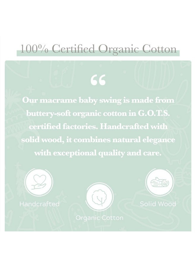 Finn + Emma - Handmade Macrame Baby Swing with Solid Wood Bar - Organic Baby Accessories - Handmade with Care - Image 4