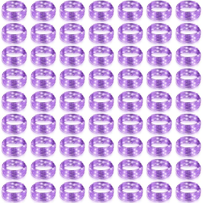 Hortsun 100 Pack Fairy Lights Battery Operated 3 Speed Modes 7 Ft 2 M 20 LED Battery String Mini Waterproof Wire Twinkle Lights Party Favors for Wedding Birthday Vases Flower DecorPurple Light