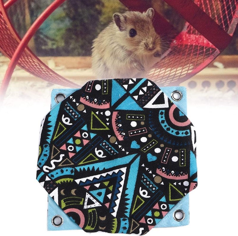 Double Layer Pet Hammock, Breathable Canvas with Stainless Steel Chain, 20x20cm - Stylish Design, Scratch, Comfortable Nest for Small Pets (Geometry) - Image 4