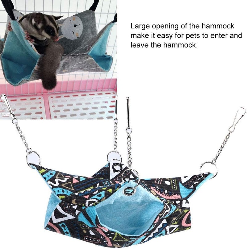 Double Layer Pet Hammock, Breathable Canvas with Stainless Steel Chain, 20x20cm - Stylish Design, Scratch, Comfortable Nest for Small Pets (Geometry) - Image 5