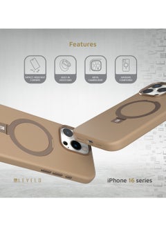 LEVELO iPhone 16 Pro Max MagSafe Case Iris Pro Liquide Silicone Cover/ Built-in Kick Stand/ Metal Camera Ring / Hybrid Construction/ Impact Resistant Corners - Rose Gold  - Image 2