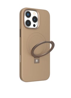 LEVELO iPhone 16 Pro Max MagSafe Case Iris Pro Liquide Silicone Cover/ Built-in Kick Stand/ Metal Camera Ring / Hybrid Construction/ Impact Resistant Corners - Rose Gold  - Image 1