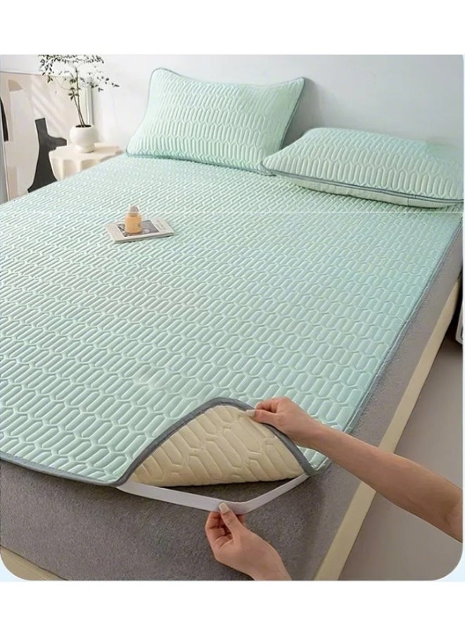Anna - 90x200cm Summer Foldable Air Conditioning Mat - Cool Silk Mattress with Latex Padding - Image 1