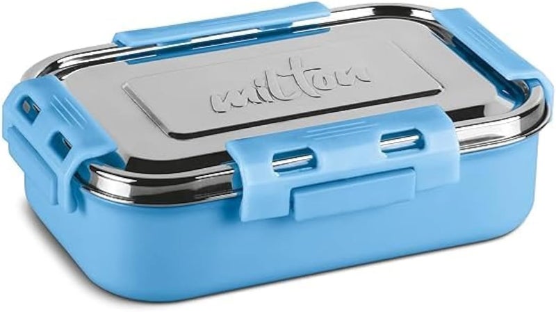 MILTON Steel Flat Insulated Inner Stainless Steel Tiffin Box, Assorted colors 700 ml, with Inner Stainless Steel Container, 170 ml and Spoon - Image 2