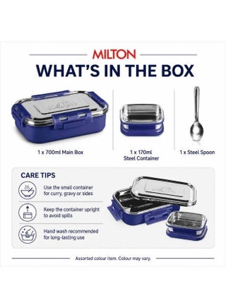MILTON Stainless Steel Insulated Lunch Box, 700ml with 170ml Inner Container & Spoon, Leak Proof Tiffin Box for Office, School & Travel, Assorted Colour - view 2