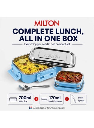 MILTON Stainless Steel Insulated Lunch Box, 700ml with 170ml Inner Container & Spoon, Leak Proof Tiffin Box for Office, School & Travel, Assorted Colour - view 5