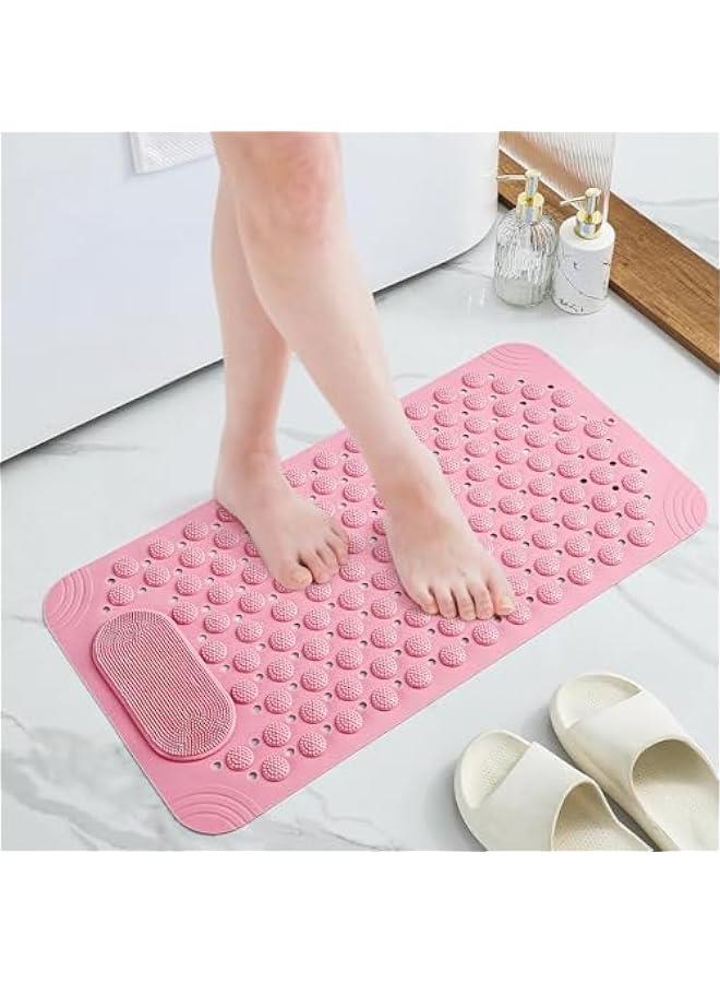 HOOKOR Bathtub Mat, Anti Slip Bath Mat,Non-Slip Bath Tub Shower Mat with Suction Cups and Drain Holes,Foot Massage Shower Mat for Bathroom Shower Washable (Pink) - Image 1
