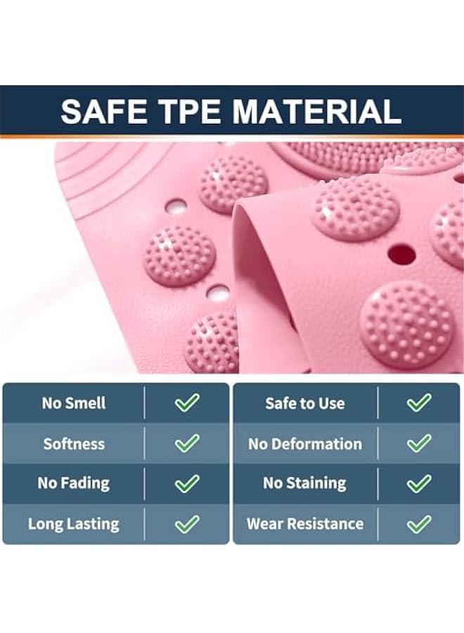 HOOKOR Bathtub Mat, Anti Slip Bath Mat,Non-Slip Bath Tub Shower Mat with Suction Cups and Drain Holes,Foot Massage Shower Mat for Bathroom Shower Washable (Pink) - Image 2