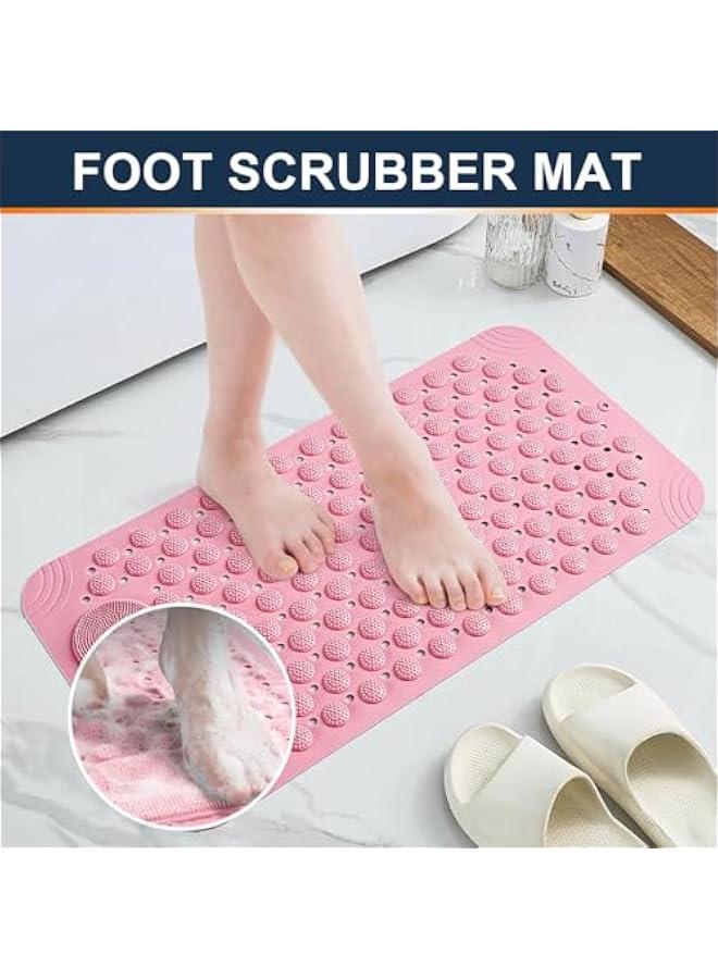HOOKOR Bathtub Mat, Anti Slip Bath Mat,Non-Slip Bath Tub Shower Mat with Suction Cups and Drain Holes,Foot Massage Shower Mat for Bathroom Shower Washable (Pink) - Image 3