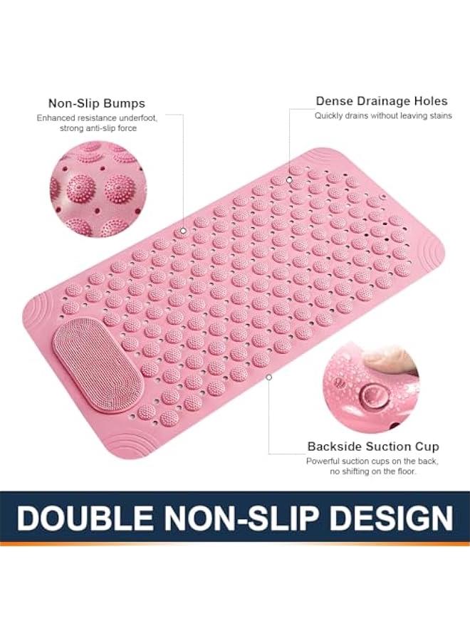 HOOKOR Bathtub Mat, Anti Slip Bath Mat,Non-Slip Bath Tub Shower Mat with Suction Cups and Drain Holes,Foot Massage Shower Mat for Bathroom Shower Washable (Pink) - Image 4