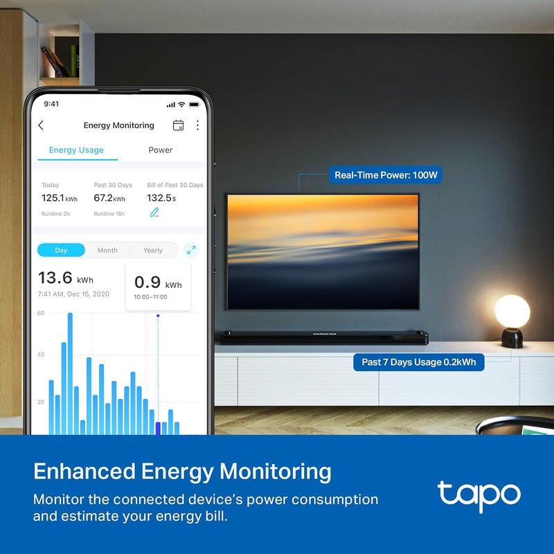 tapo تافو P110M قابس ذكي صغير واي فاي مع مراقبة الطاقة، معتمد من Matter - Image 5