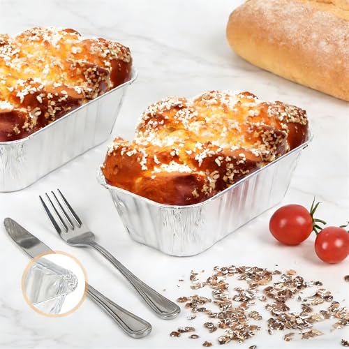 Benestanti 100 Pack 1 Lb Aluminum Mini Loaf Pans, 6” x 3.5” x 2” Oven Safe Small Foil Loaf Pan, Disposable Loaf Pans,Aluminum Foil Bread Tins Pans for Baking Holiday Treats Food Storage and Takeout - Image 5