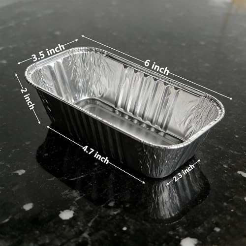 Benestanti 100 Pack 1 Lb Aluminum Mini Loaf Pans, 6” x 3.5” x 2” Oven Safe Small Foil Loaf Pan, Disposable Loaf Pans,Aluminum Foil Bread Tins Pans for Baking Holiday Treats Food Storage and Takeout - Image 2