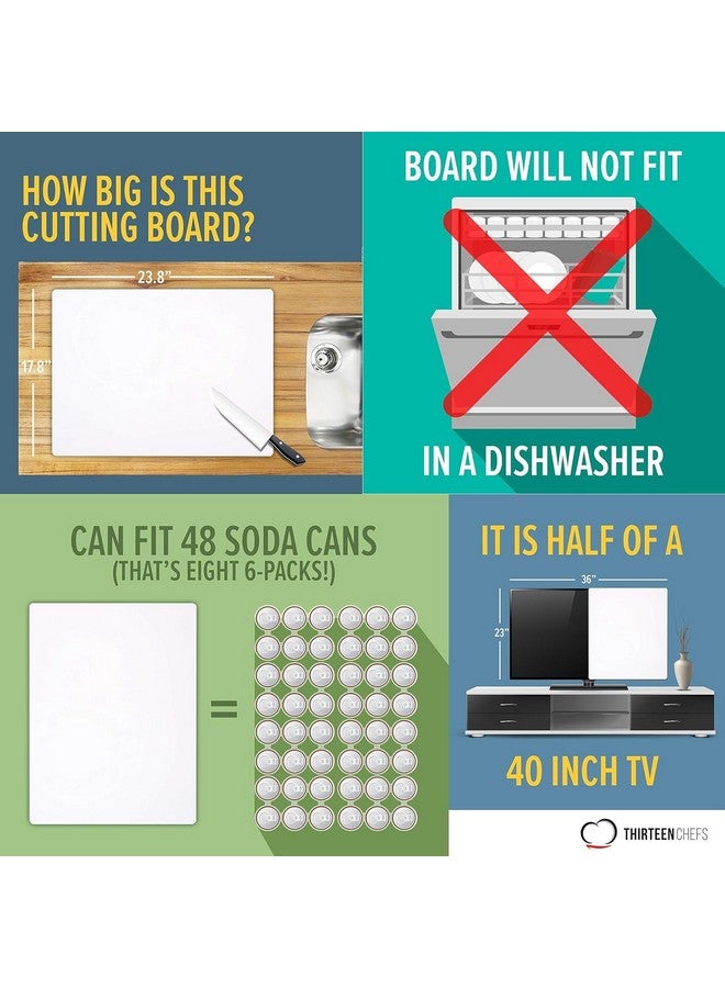 Thirteen Chefs Commercial Grade White Cutting Board - 24 x 18 x 0.5 Inch Extra Large, Superior HDPP Plastic is NSF Approved for Food Service and Kitchens - Image 4