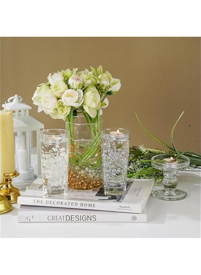 Arabest 13Feet Pearl String Spool Roll for Floating Candles Faux Pearls Strands Garland for Vase Filler Wedding Centerpiece  Table Decor (Silver)  - Image 2