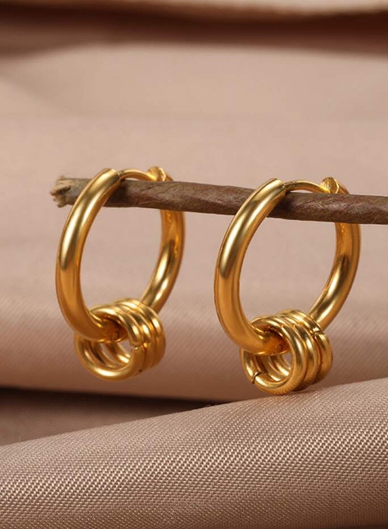 إيكوال حلق اذن نسائي دائري من الاستانلس ستيل أنيق وعالي الجودة باللون الذهبي - Image 1