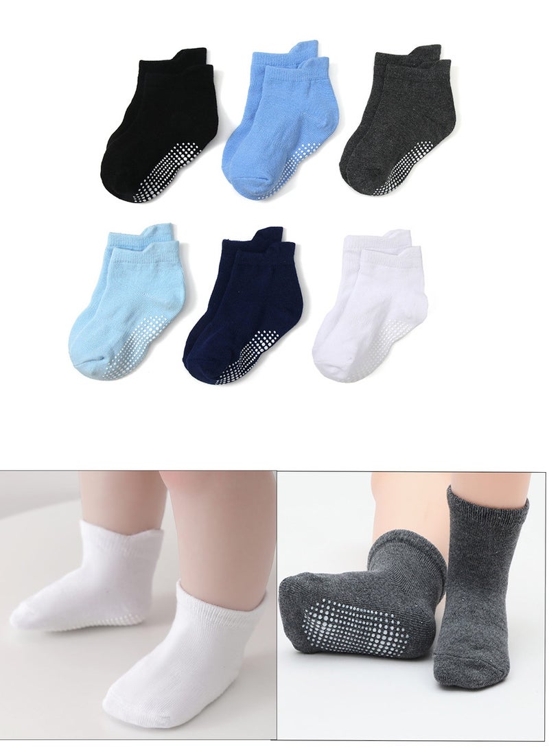 Generic 6 Pairs Non-Slip Baby Socks Kids Ankle Socks with Non Skid Soles, for 1-3 Years (M)  - Image 1