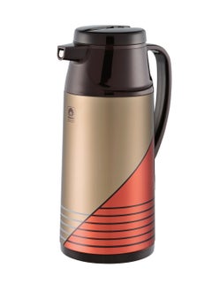 Peacock Vacuum Flask Tea Coffee Glass Liner Thermos Japan with Button 138 Brown 1.6Ltr  - Image 1