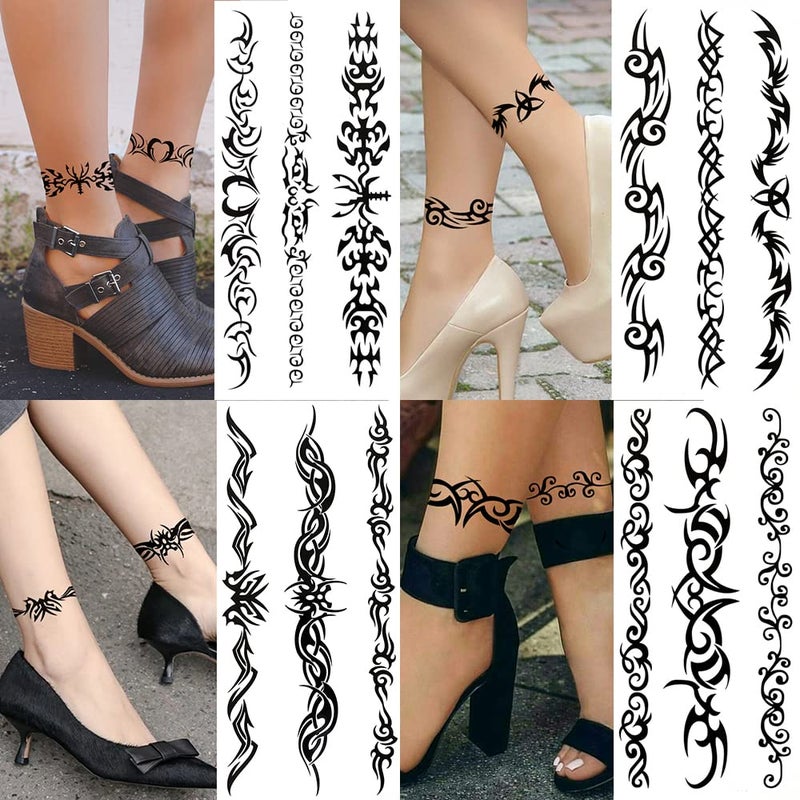 Yesallwas 6 Sheets Mix Tribal fake Tattoos Small Temporary Tattoo Blue Black Tribal Pattern Tattoo Body Sticker for Men Women 9cmX 19cm/3.54X7.48 inches (LXW) - Image 5