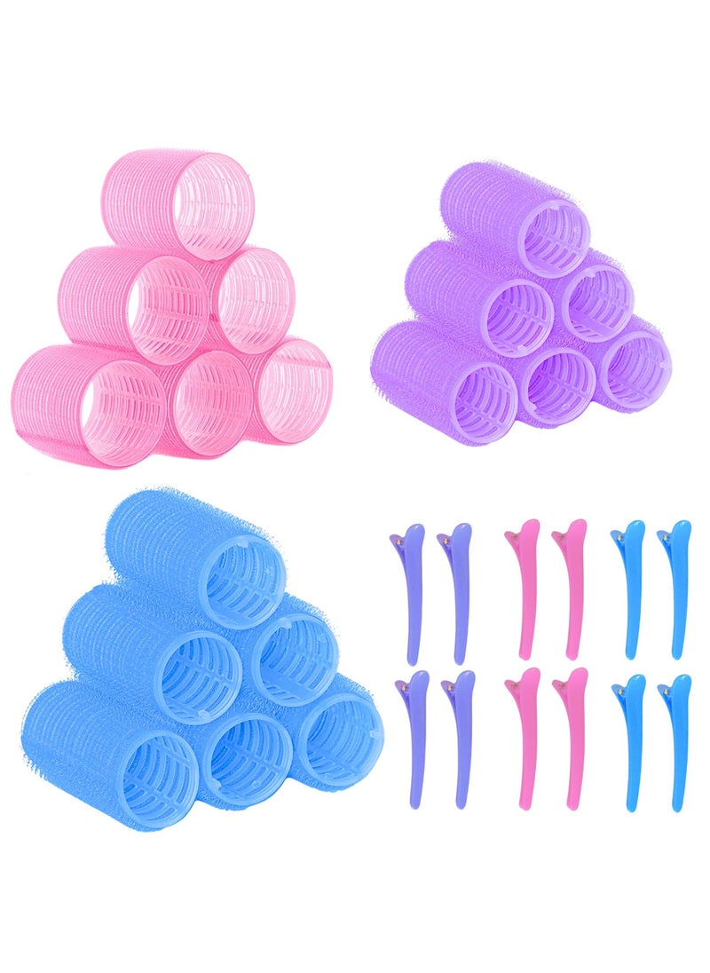 ELAUR Elaur 30Pcs Hair Rollers Set, 18 Pieces Self Grip Holding Hair Rollers Curlers 20 mm, 31 mm, 48 mm & 12 Pieces Duckbill Sectioning Clips for Salon Barber Hair Styling(Rainbow)  - Image 1