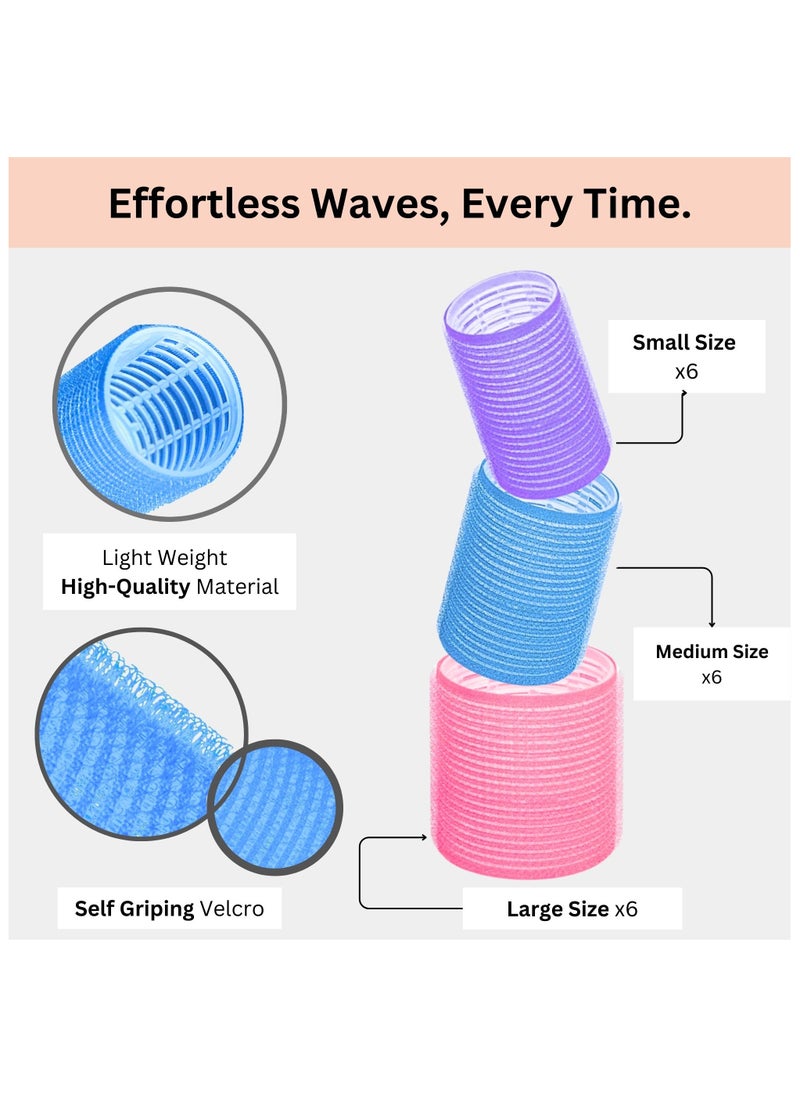 ELAUR Elaur 30Pcs Hair Rollers Set, 18 Pieces Self Grip Holding Hair Rollers Curlers 20 mm, 31 mm, 48 mm & 12 Pieces Duckbill Sectioning Clips for Salon Barber Hair Styling(Rainbow)  - Image 4
