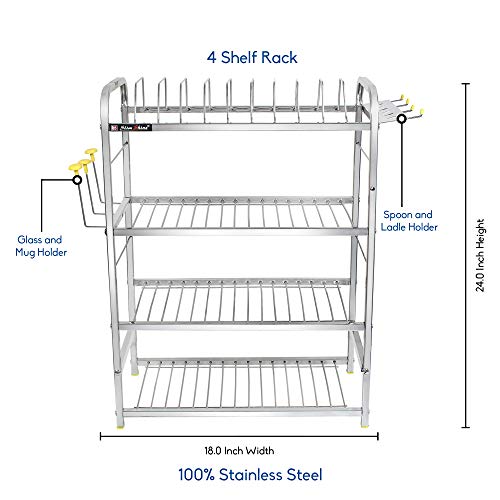 Slim Shine SLIMSHINE Stainless Steel Dish Rack | Wall Mounted or Countertop Drying Rack for Dishes, Plates, Cutlery, and Utensils | Rustproof Kitchen Storage (18 x 24 inches) - Image 5