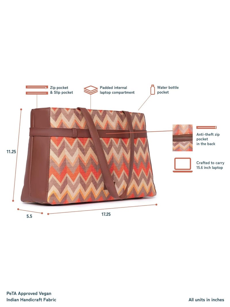 ZOUK حقيبة كتانية مصنوعة يدويًا من الجلد النباتي للنساء، حقيبة كتف بيانية للمكتب - Image 3