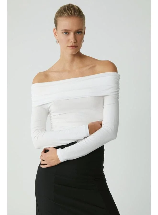 Ethiquet Babel Women's Viscose Long Sleeve Slim White Blouse.