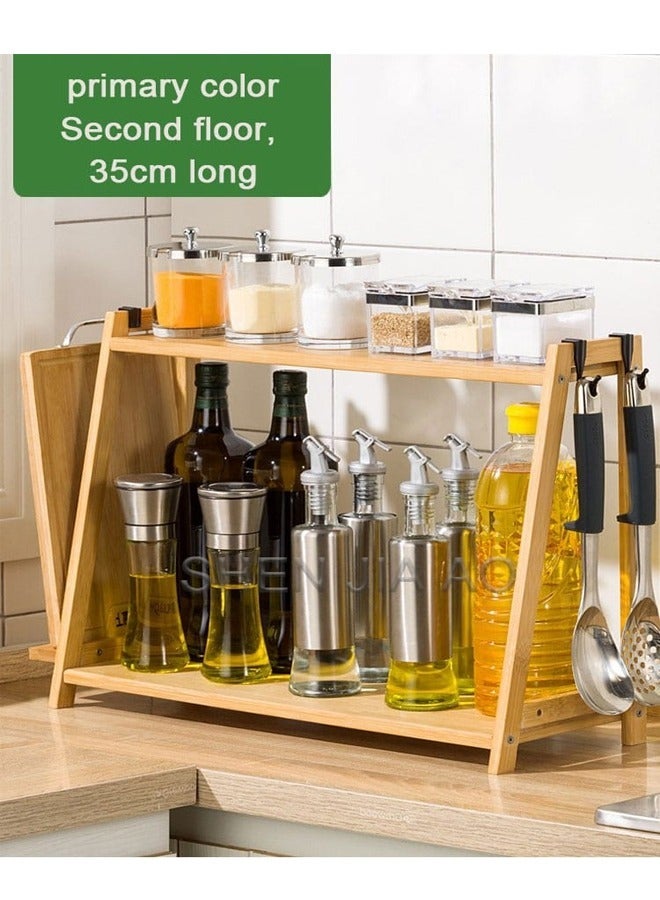 fashionhome 2 Layers Bamboo Storage Rack Kitchen Shelf  - Image 2