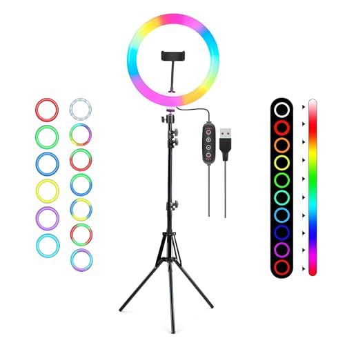 DIGITEK (DRL-14 RGB) Multi-Color LED Ring Light with Smartphone Mount - USB Cable, 3-Color Temperature Lights - Ideal for Photography, Video (Without Stand) - Image 1
