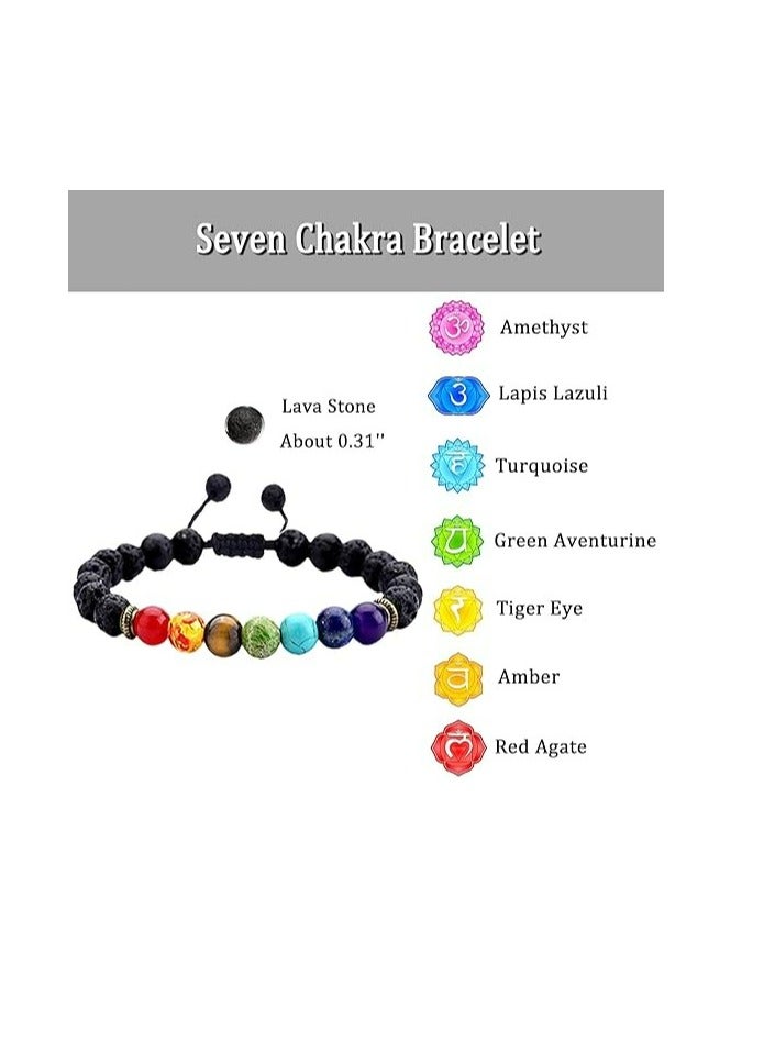 Loquat Adjustable Crystal Chakra Bracelet, Healing Stone Beaded Bracelet for Relaxation, Unisex Gift - Image 3