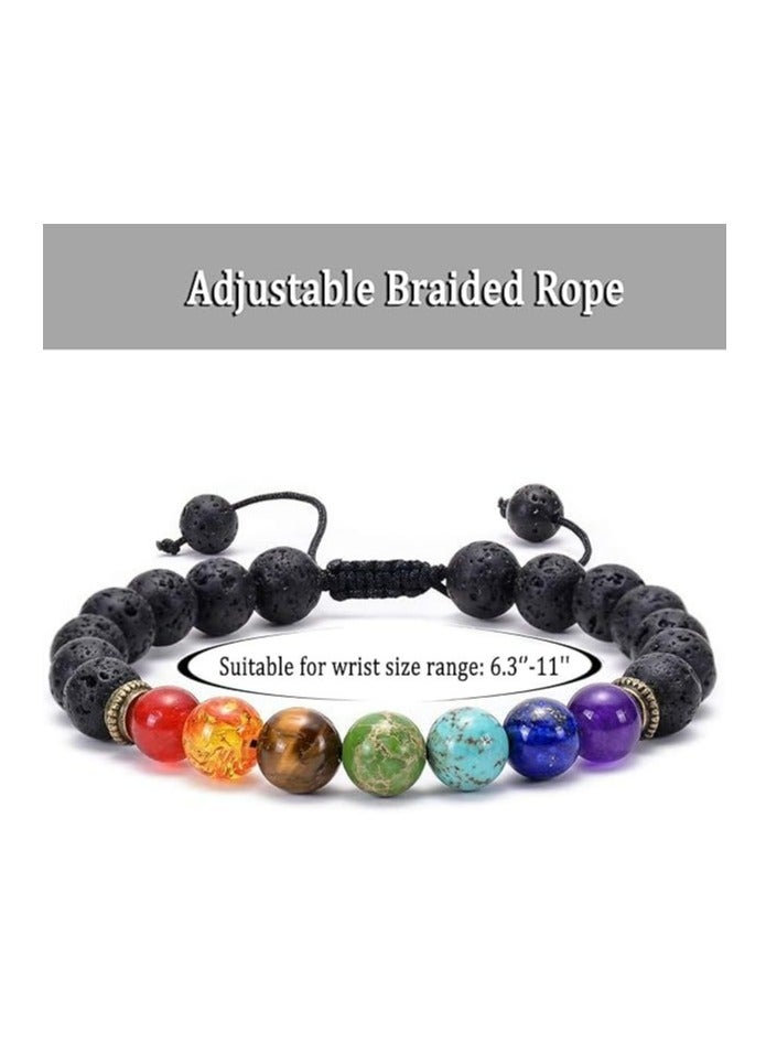 Loquat Adjustable Crystal Chakra Bracelet, Healing Stone Beaded Bracelet for Relaxation, Unisex Gift - Image 2