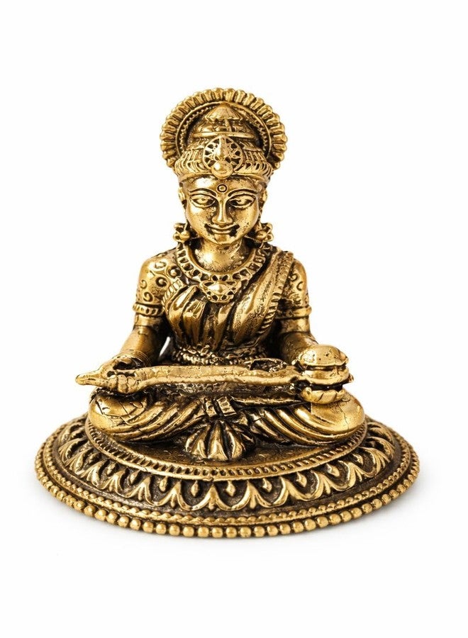 BEXCO Hindu Goddess Annapurna Brass Statue - Fine Detailed Annapoorna Annapurneshwari Devi Murti, Goddess of Food Idol for Home Mandir, Kitchen & Gifting (1.5 inch Antique) - Image 1