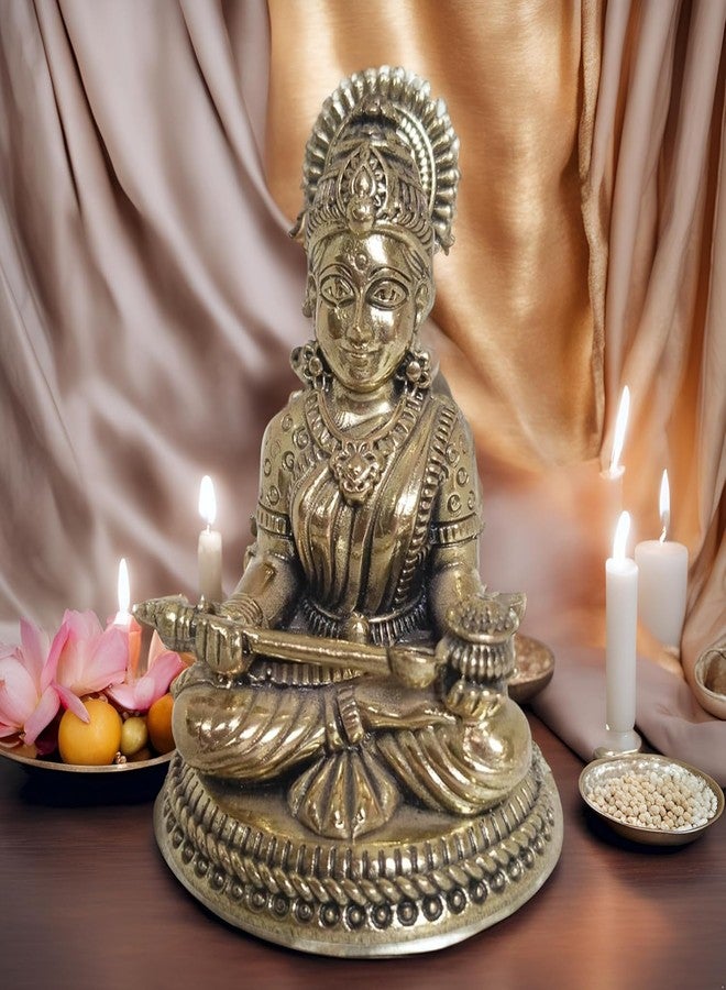 BEXCO Hindu Goddess Annapurna Brass Statue - Fine Detailed Annapoorna Annapurneshwari Devi Murti, Goddess of Food Idol for Home Mandir, Kitchen & Gifting (1.5 inch Antique) - Image 3