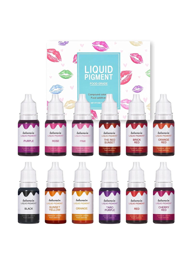 BONNIE CHOICE BONNIE CHOICE 12 Colors Liquid Lip Gloss Pigment Set DIY Lipstick Liquid Pigment Set for Making Lip Gloss DIY Lip Gloss Pigment Cosmetic Dye Edible Coloring Pure Plant Pigment for Lip Gloss Base 