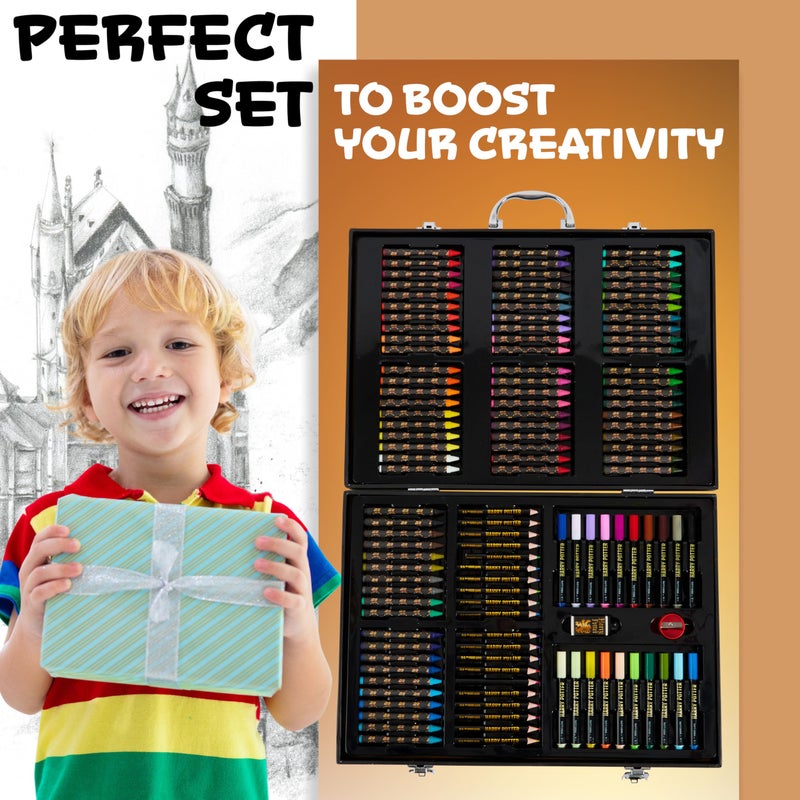 Harry Potter Gifts Colored Pencils 130pcs Art Supplies Drawing Kit School Supplies Painting Kids Drawing Pencils Art Kit Travel Case with Crayons (Black) - Image 2